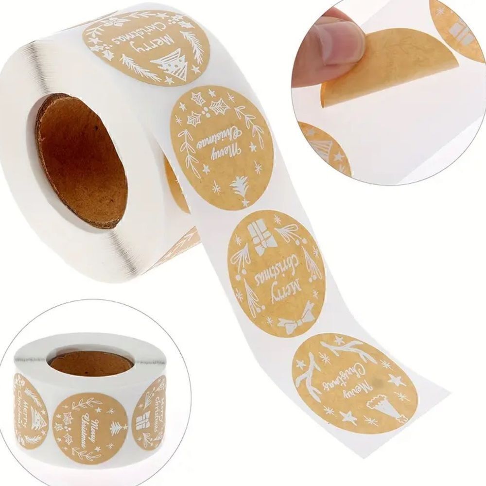 500pcs/roll Christmas Gift Wrapping Self-adhesive Sticker Labels - Picture 3 of 4